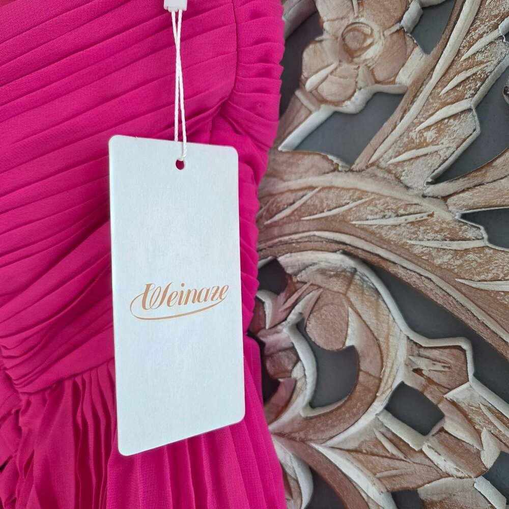 Pink Chiffon strapless Pleated A-line Tiered Maxi Prom Dress Size 2 - Picture 8 of 9